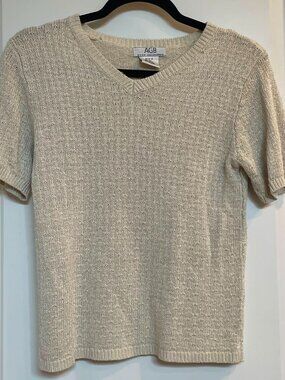 AGB Byer California Women’s Cream Light Weight Short Sleeve Sweater, Size S